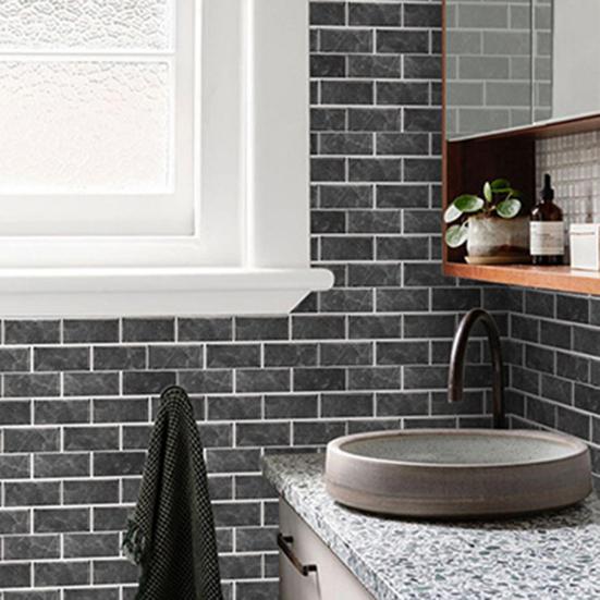 Removable Bathroom Wall Tiles Self-Adhesive PVC Tile Stickers, Waterproof Mosaic Pattern Decals for Kitchen Cover Defects Stickers Home Decor,