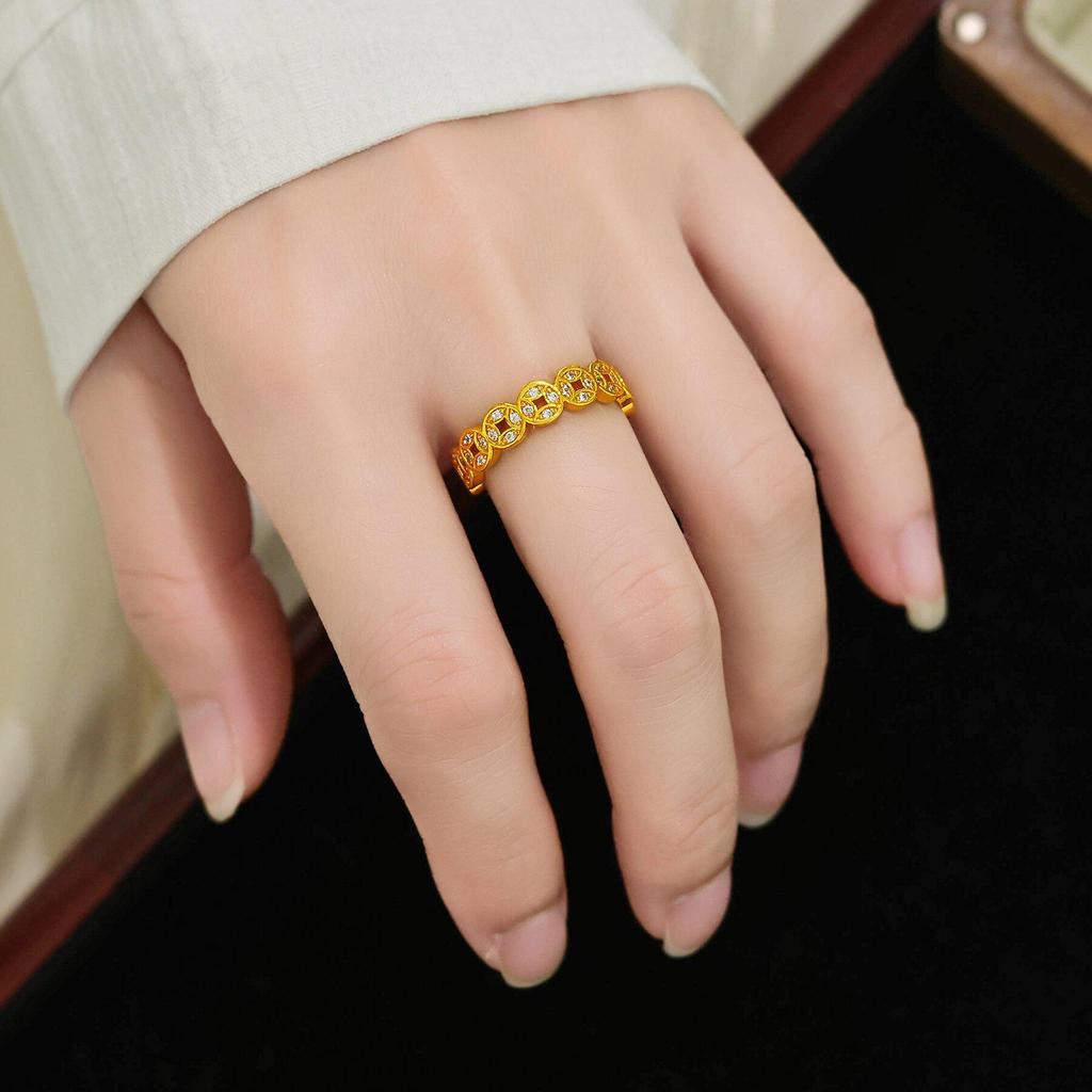 Bague Ouverte Style Chinois Rétro en Cuivre 2025 pour Femmes – Design Simple et Polyvalent