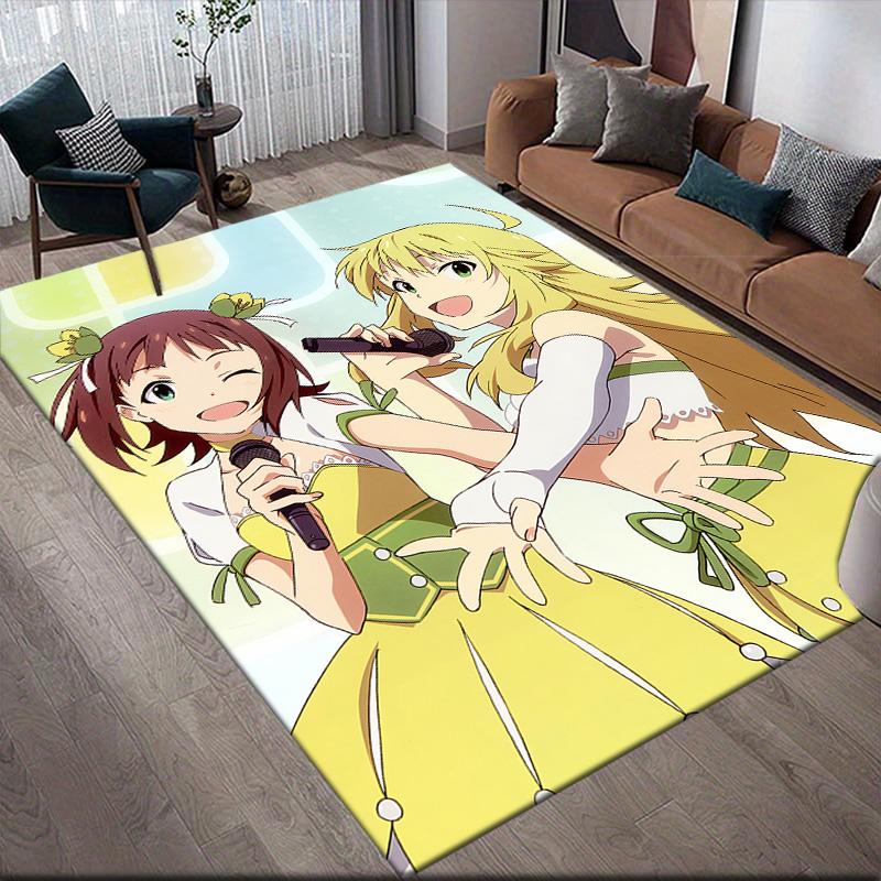 Idolmaster Collection Anti-Slip Floor Mat, Rectangular Carpet for Game Room, Bedroom & Living Area, Home Decor