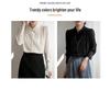 Women's 2025 Spring Satin Long-Sleeve French Drape Shirt for Professional Interviews