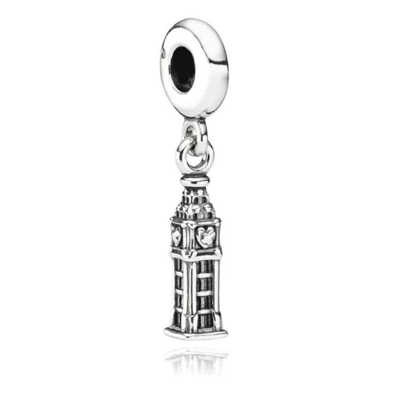 Ciondolo Fascino Argento 925 Fai da Te Torre Porta Castello Nave Angelo per Donne Gioielli Collana Bracciale Boutique