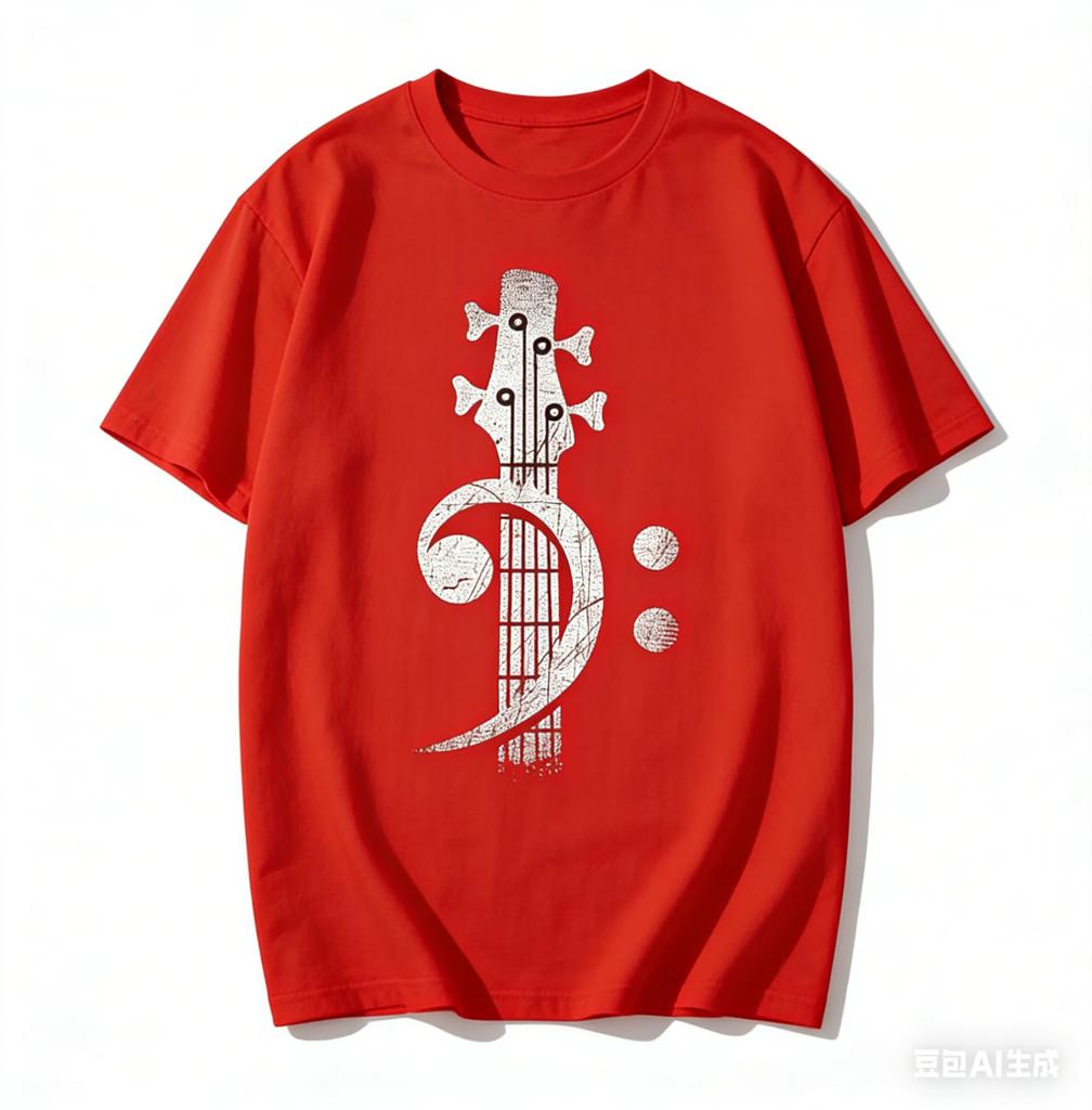 Bass Cleff Headstock Bass Guitar Tshirt Music Gifts Custom Printed Graphic Shirts Unisex Summer Soft Tops Camisetas