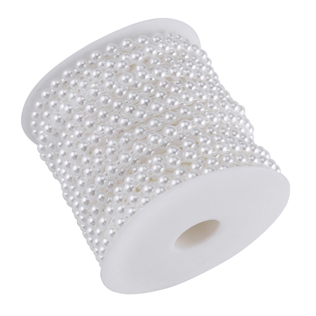 25MCelsiusRoll Double Cotton Line Imitation Half Round Pearls Beads Chain Garland for Wedding (white)