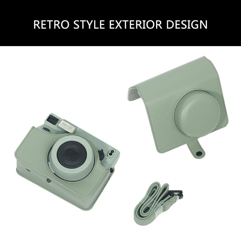 Etui na aparat PU skórzane miękkie silikonowe etui torba na aparat na film szerokoformatowy 400 z paskami na ramię