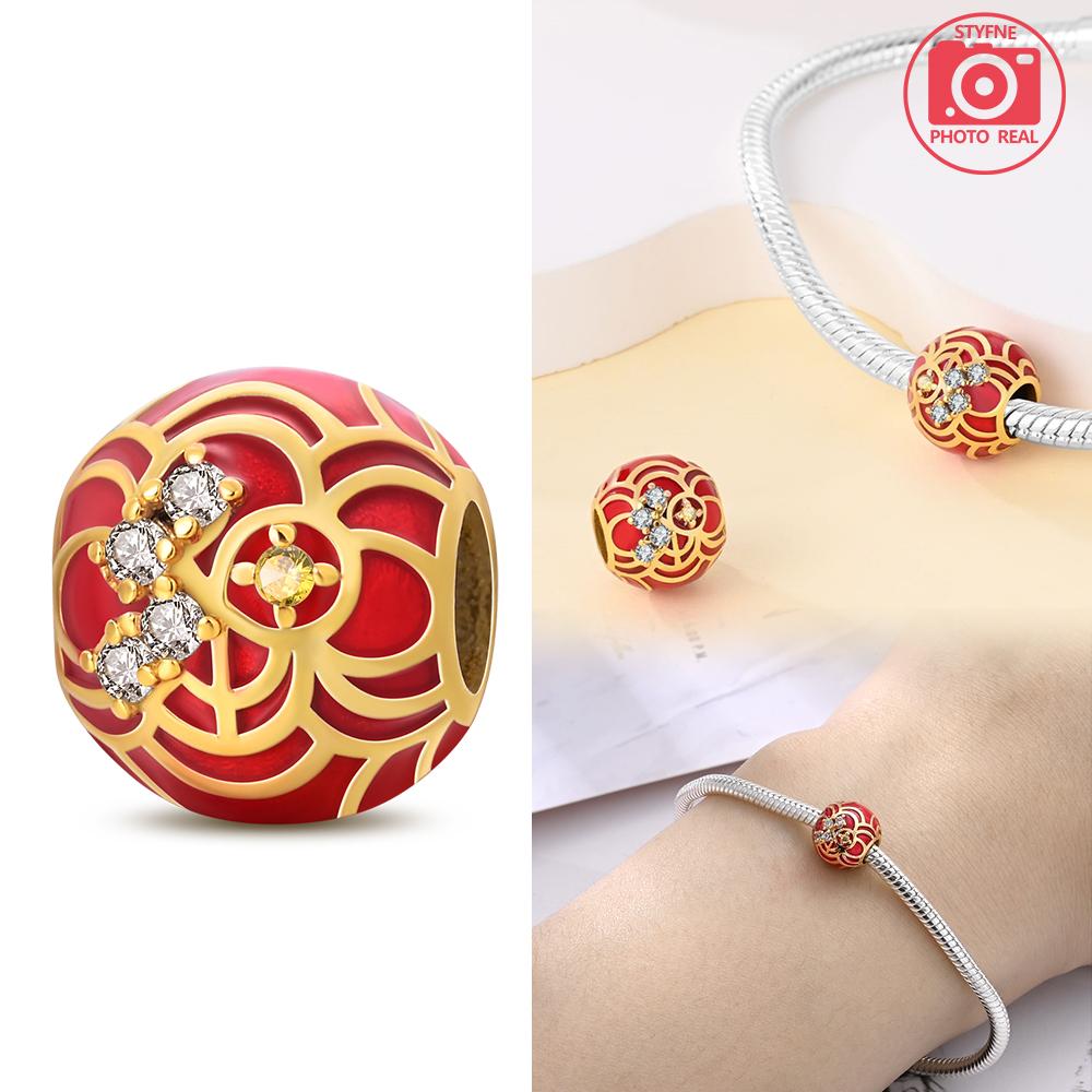 Copper Colors Charms Red Lantern Beads For Dangle Pendant Bead Jewelry Beads  New Gifts For Women