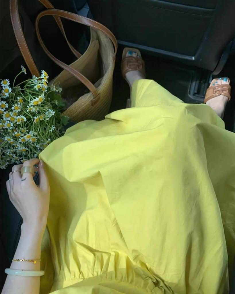 2026 Elegantes gelbes schulterfreies Neckholder-Sommerkleid für Damen