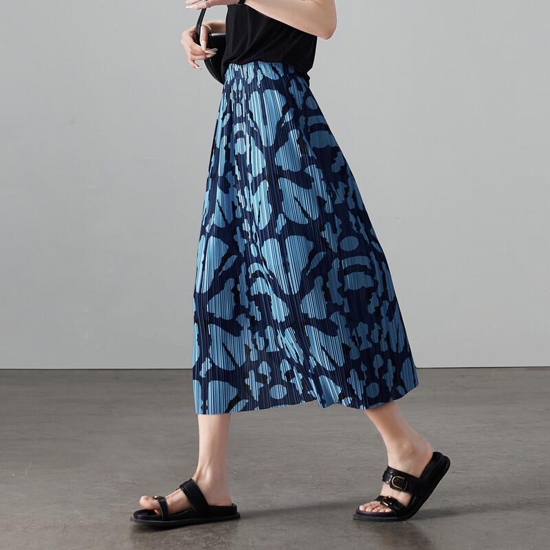 SOFSIL Women s Printed Pleated Slit Midi Skirt 2XL