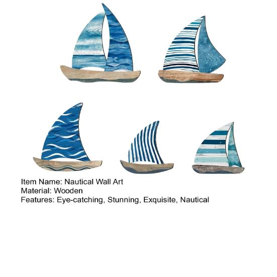 Wood Nautical Wall Decor Vintage Sailboat/Fish Wall Art Coastal Theme Wall Sculpture for Home Lake House Ocean Bathroom Decor