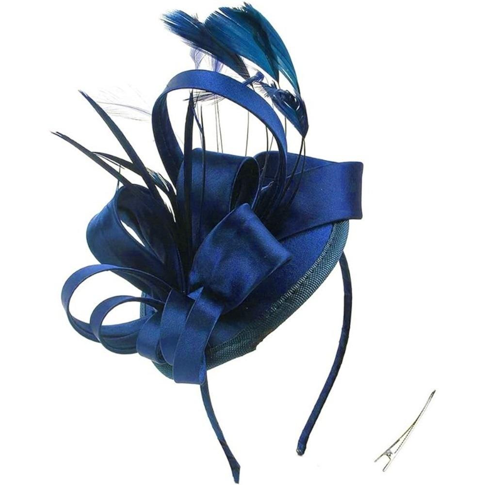 Lightweight Bow Feather Fascinator Headband Satin Tea Party Hair Hoop Heart Hairband Cosplay