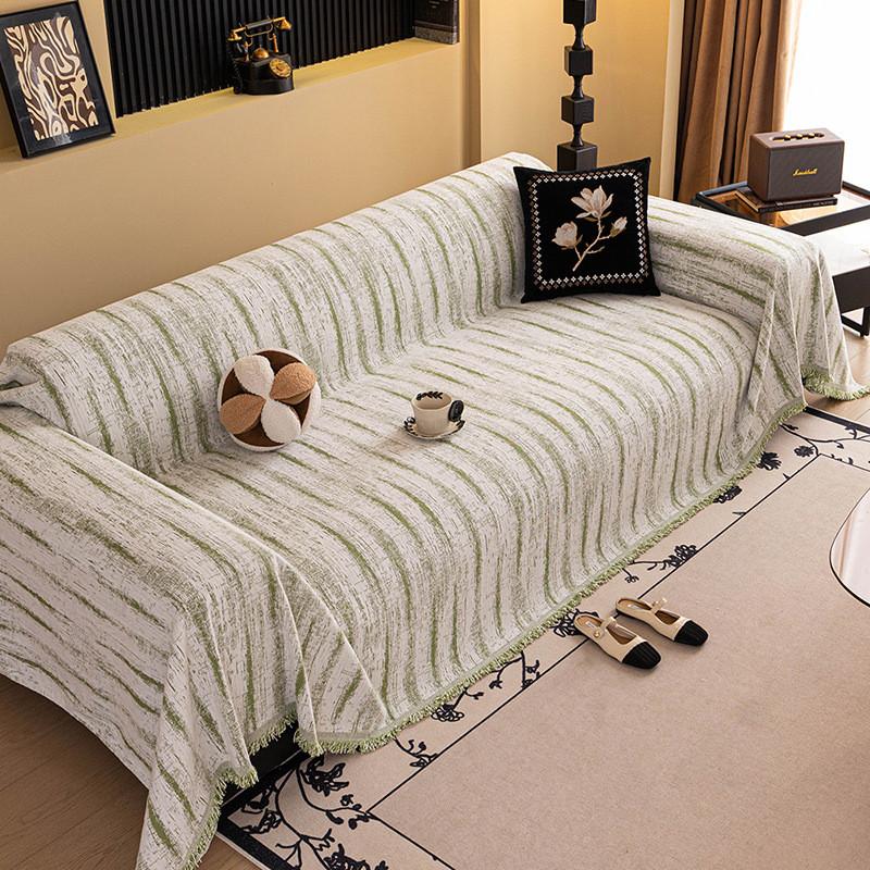 1pcs Simple Stripe Chenille Sofa Cover Waterproof Cat Resistant All Season Couch Protector Slipcover