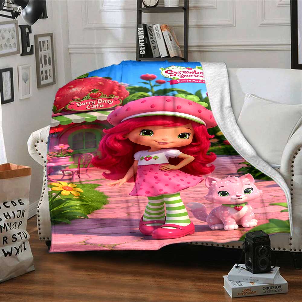 Strawberry Shortcake'S Cute Moment Blanket Soft Warm Cozy Throw Blanket for Office Chair Sofa Couch Office Bed Picnics Warmthful Decor Gifts Y2