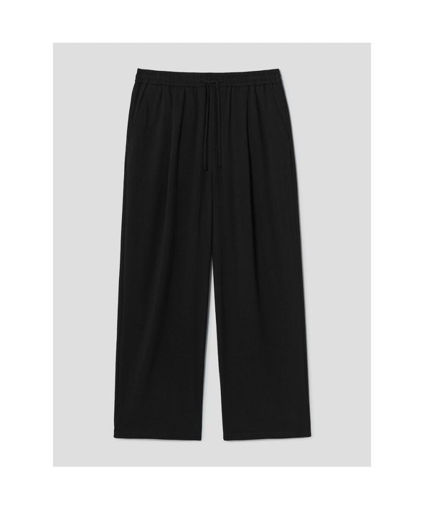 8seconds Textured Semi-Wide Fit Elastic Waist Slacks Black
