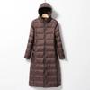 Johnature Women Hooded Zipper Warm Down White Coats Long Sleeve Slim Fashion Clothes Autumn Long Down Coats