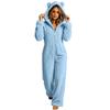 Women's Thick Hooded Zip-Up Sleepwear Pajama Jumpsuit