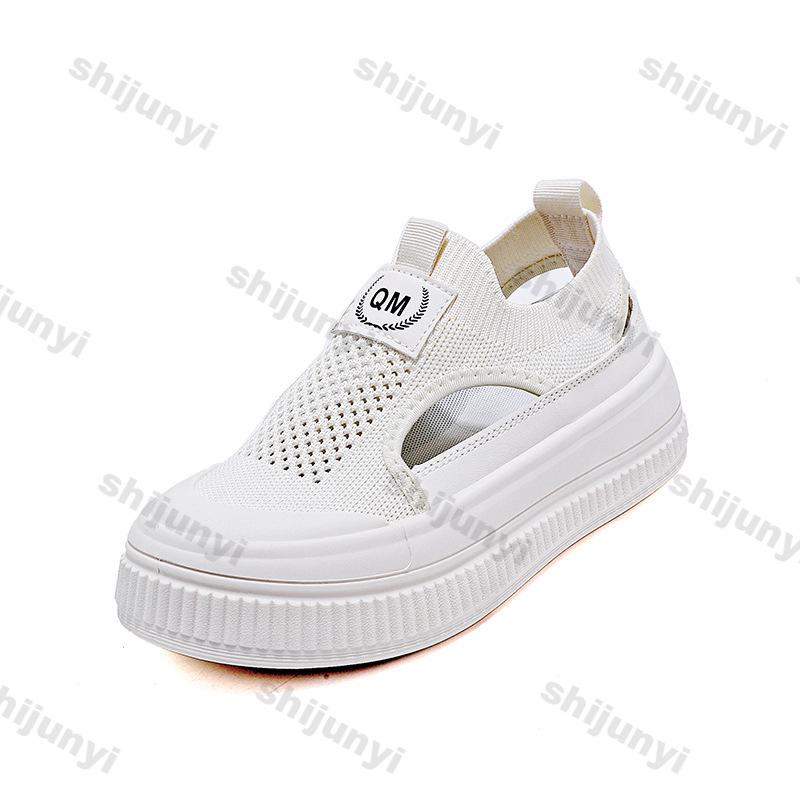 Women's Sneakers 2025 Summer New Breathable Mesh Fly Weave Flats Height Increase Comfortable Fashion Non Slip Outdoor Sandals