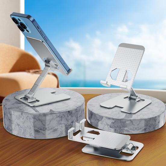 Phone Holder Stand Rotation 360-degree Aluminum Adjustable Stable Support Desktop Alloy Lazy Stand Phone