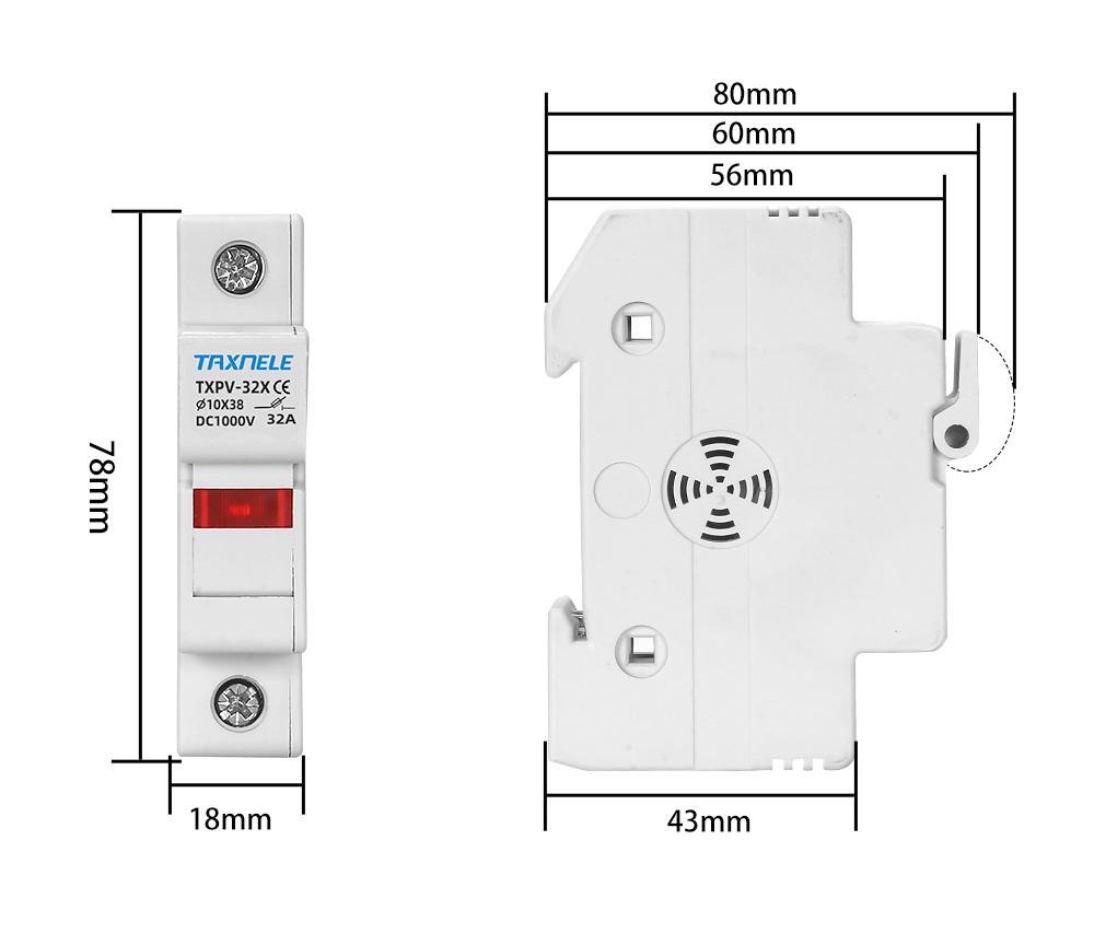 Solar DC Fuses 1000V PV Photovoltaic 6A 10A 15A 20A 25A 30A  DC Fuse Holder Base  for Solar System Short Circuit Protection gpV