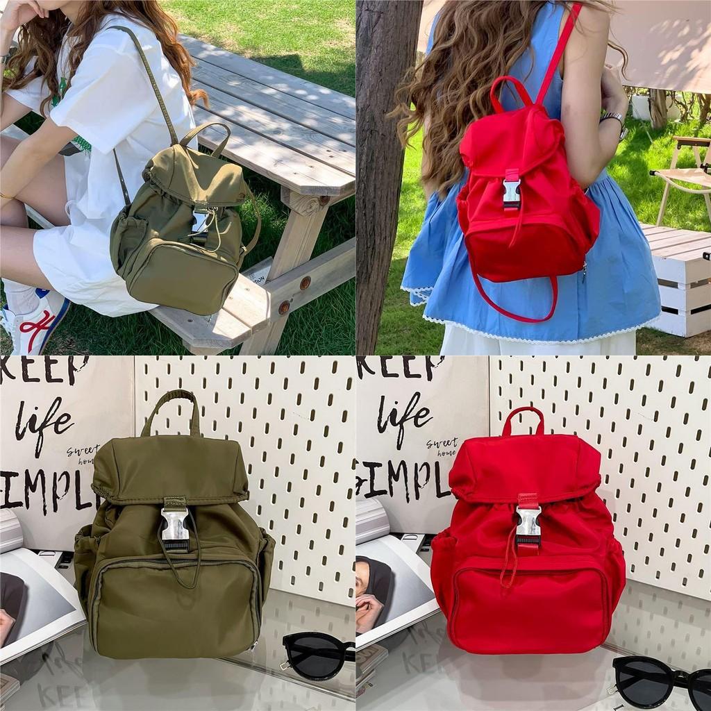 Color Solid Casual Travel Nylon Backpack Waterproof Design Teens Bag Students