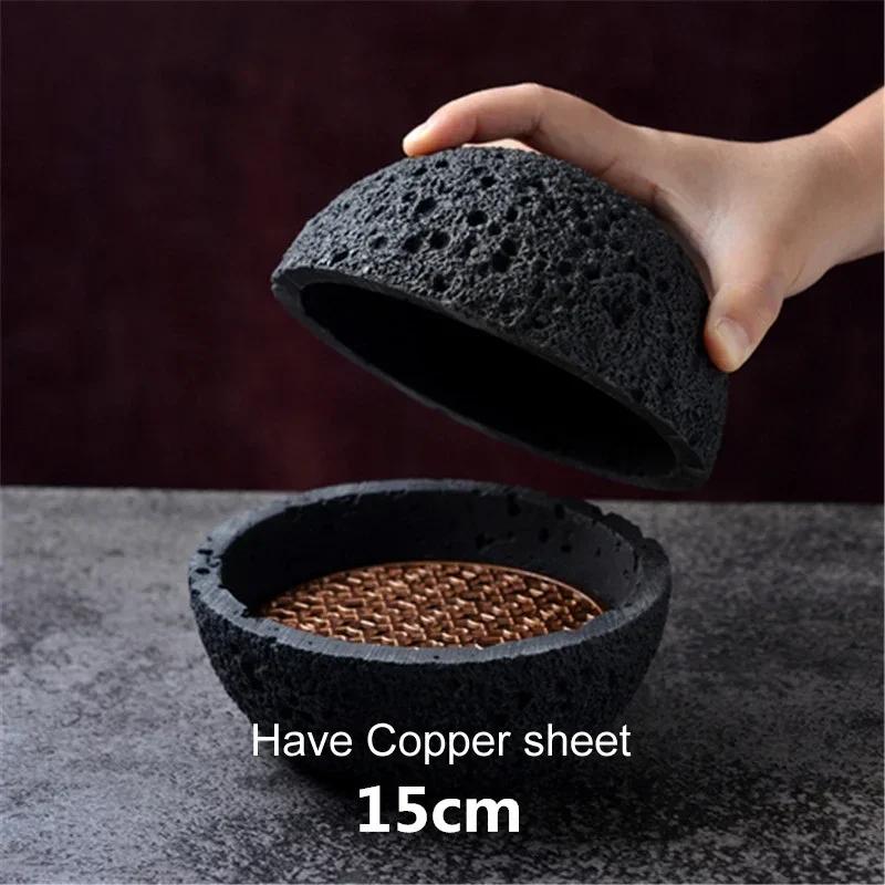 

Креативная миска молекулярной кухни Имитация вулканического камня, шар-диск Круглая дымчатая миска Черная столовая посуда Суповые миски Планета-миска