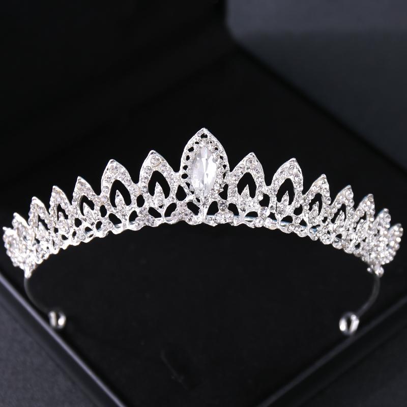 Silver Color Crystal Bridal Tiaras And Crowns Rhinestone Prom Princess Crown Tiara For Women Wedding Hair Accessories Jewelry