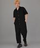 Seinteukeulu Over-Round Fatigue Short Sleeve Jumpsuit Of-501S Black B-Button