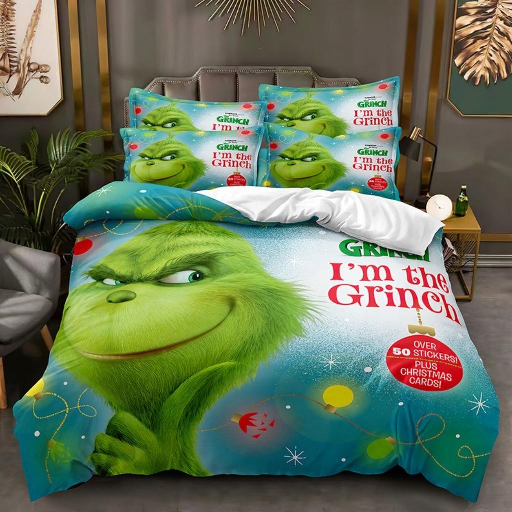 NIEUW Groen Monster Stole Christmas Comfort Beddengoed Set Beddengoed Set Grinch Dekbedovertrek Set King Queen Maat Voor Jongens Meisjes Cadeaus