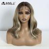 Noble Synthetic Lace Front Wig Body Wave Wig 14 Inch Middle Part Lace Wigs For Women Lace Front Wig Ombre Blonde Golden Wig
