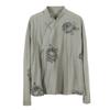 Johnature Women Vintage Stand Shirts Tops Long Sleeve Button Print Floral Blouses Spring Loose Casual Soft Shirts