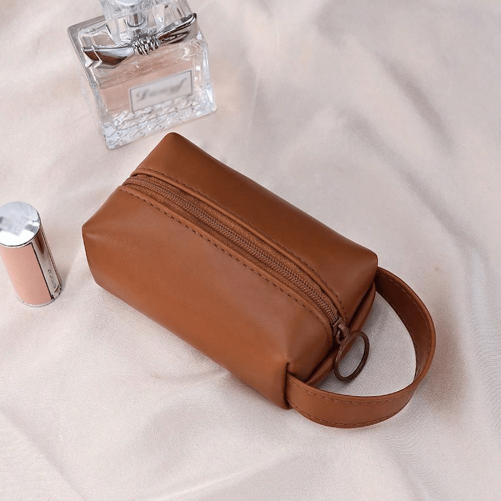 High Capacity Portable Lipstick Cosmetic Bag Mini Key Coin Purse PU Leather Bag For Jewelry Makeup Travel Toiletry Organizer Essentials