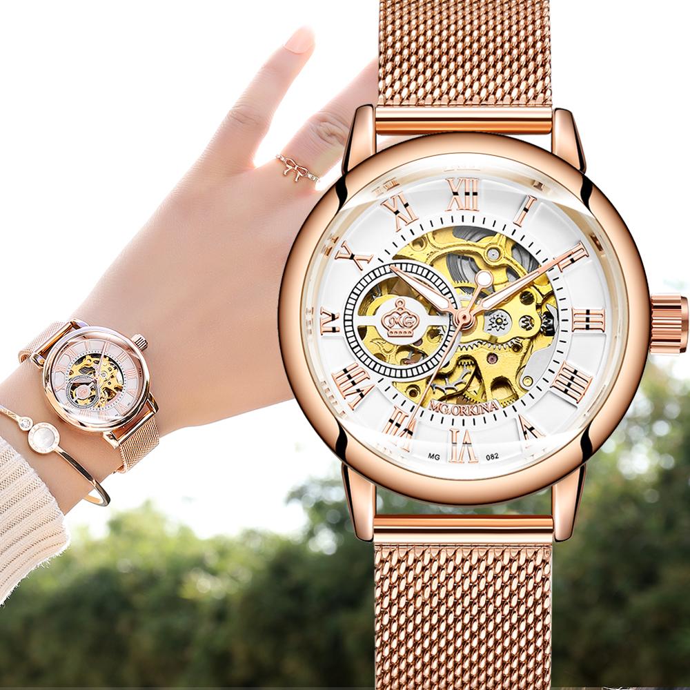 Nouvelle Mode Marque de Luxe Squelette Montres Mécaniques pour Femmes Montre Féminine Automatique à Remontage Automatique Montres-Bracelets pour Dames Montre Femme