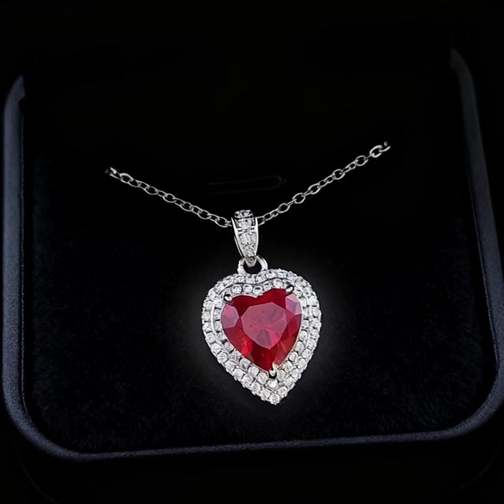 Fashion Love Necklace Imitation Classic Heart Of The Ocean Sapphire Jewelry Set Women'S Ring Stud Earrings Pendant