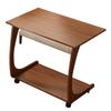 Bamboo Balcony Tea Table  Movable Living Room Side Table  Anti-Collision Bedside Stand  Space-Saving C-Shaped Sofa Table