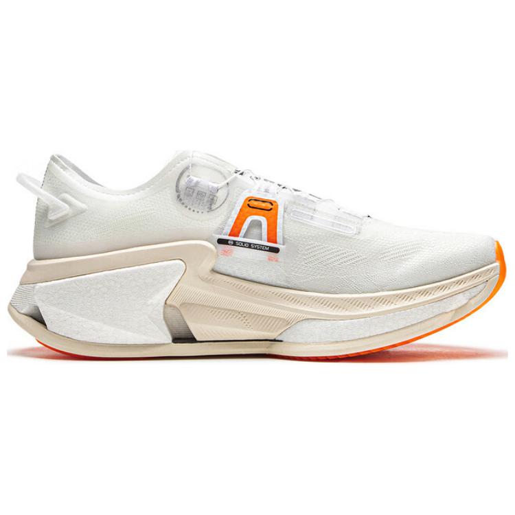 Li Ning Cushioning Slip Resistant Abrasion Resistant Low Top Running Shoes Men's White Black Orange ARZU005-3