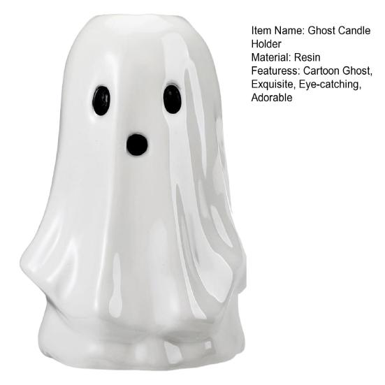 Halloween Ghost Candlestick Holder Cute Resin Ghost Taper Candle Holder for Wedding Halloween Bedroom Living Room Table Decor