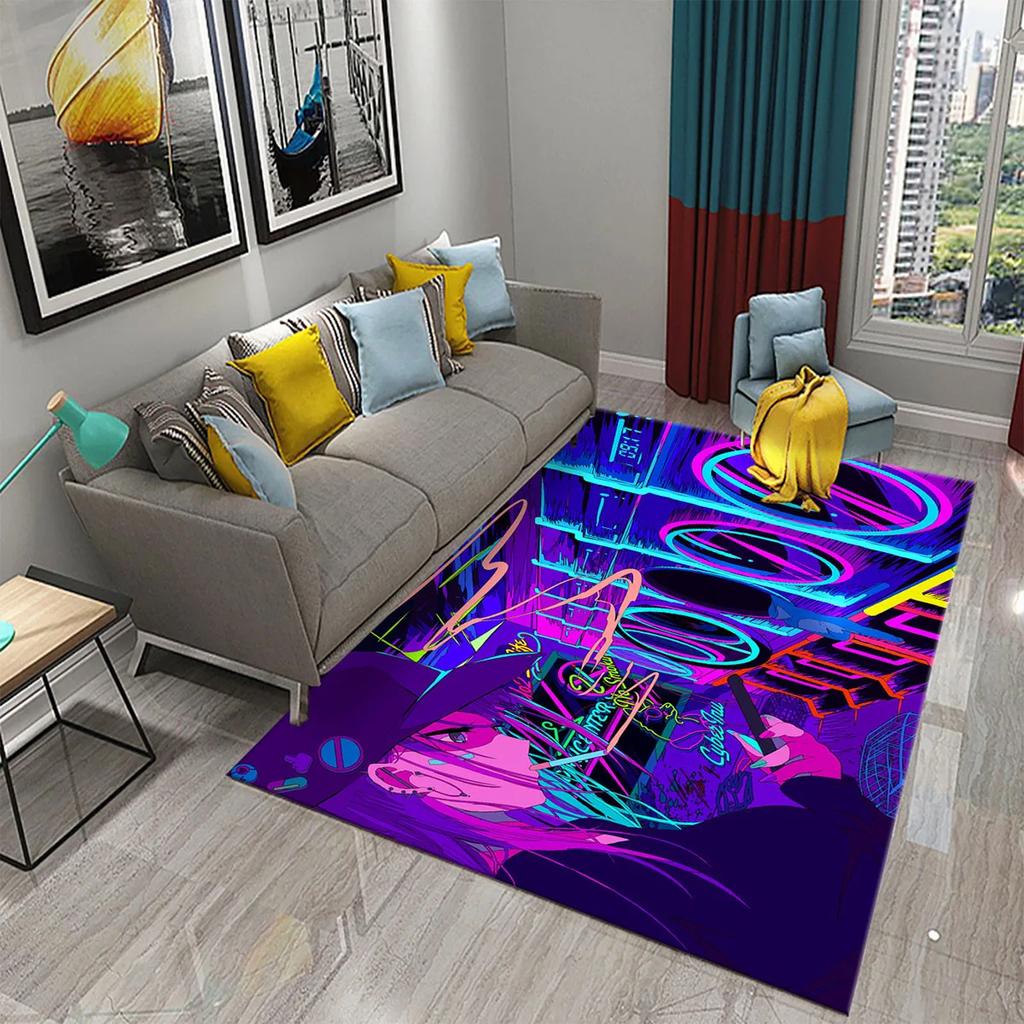 3D Colorful Neon Wave Carpet Rug for Living Room Kids Bedroom Decor Kids Play Crawling Floor Mat Bathroom Kitchen Non-slip Rugs