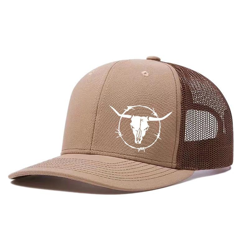 Unisex Printed Bull Mesh Baseball Cap Sun Protection Breathable Adjustable Hat Outdoor