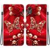 Handmade PU Leather Flip Case for Samsung Galaxy XCover7 (SM-G556B/G556BU1)- Anti-Slip Shockproof Cover with Wrist Strap & Heart/Rose Cat Designs