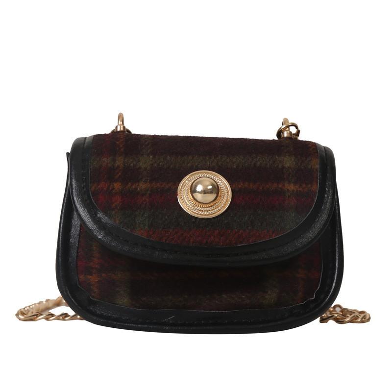 Chic Plaid Vintage Wool Shoulder Bag 2023 New Fashionable Mini Crossbody