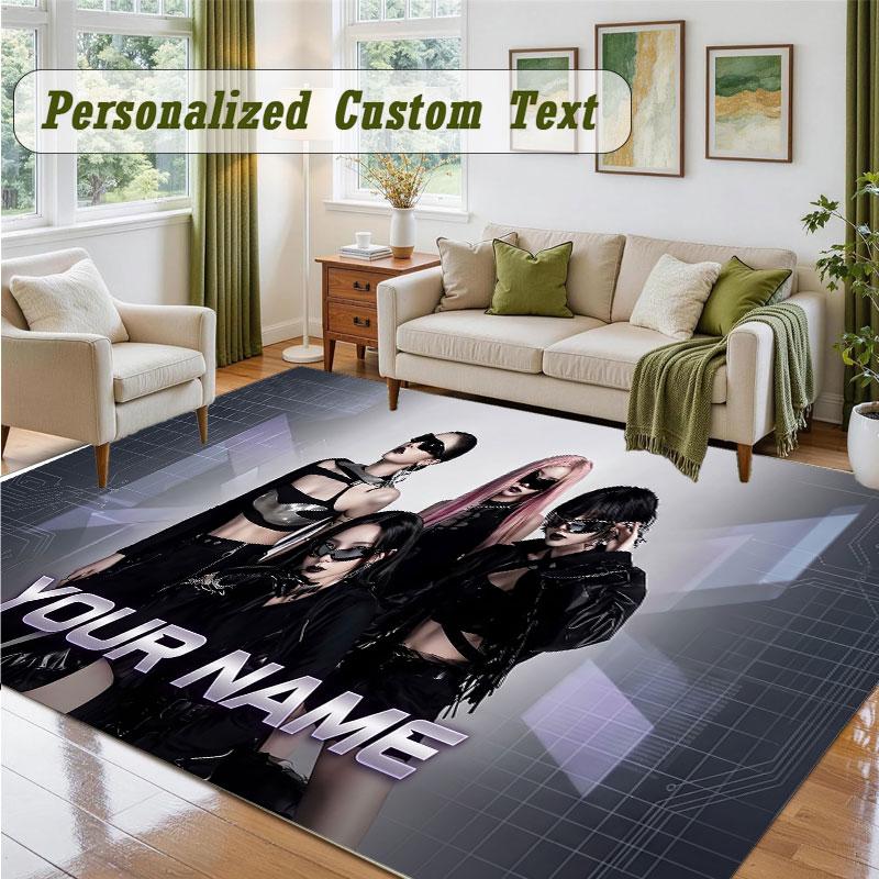 Crystal Velvet Square Rug Custom Nameaespa Pattern Non Slip Home Floor Decor Rug