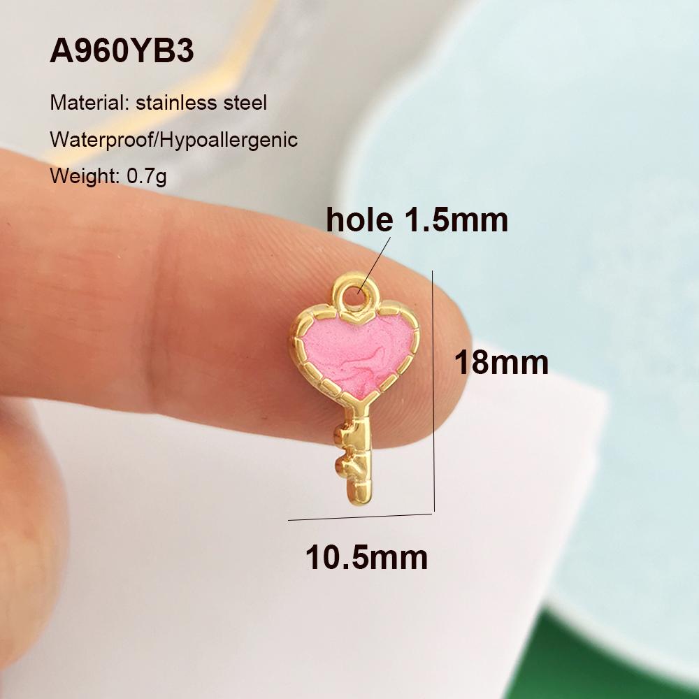 2pcs/lot Stainless Steel Pendant Charm Key Fish Lobster Flower Shell Conch Cherry Enamel Necklace Gold PVD