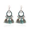 GemChic Women's New Vintage Geometric Metal Turquoise Long Tassel Fringe Earrings Ethnic Fashion Hook Earrings Birthday Christmas Jewelry Gift