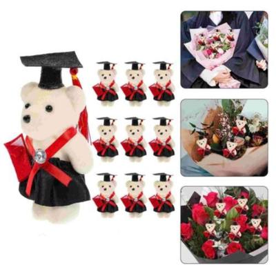 5 Pcs Graduation Season Dr Bear Plush Toy Desktop Ornament Party Favor Figure Flower Plush Figure Toys Craft In Cap Wear Hat