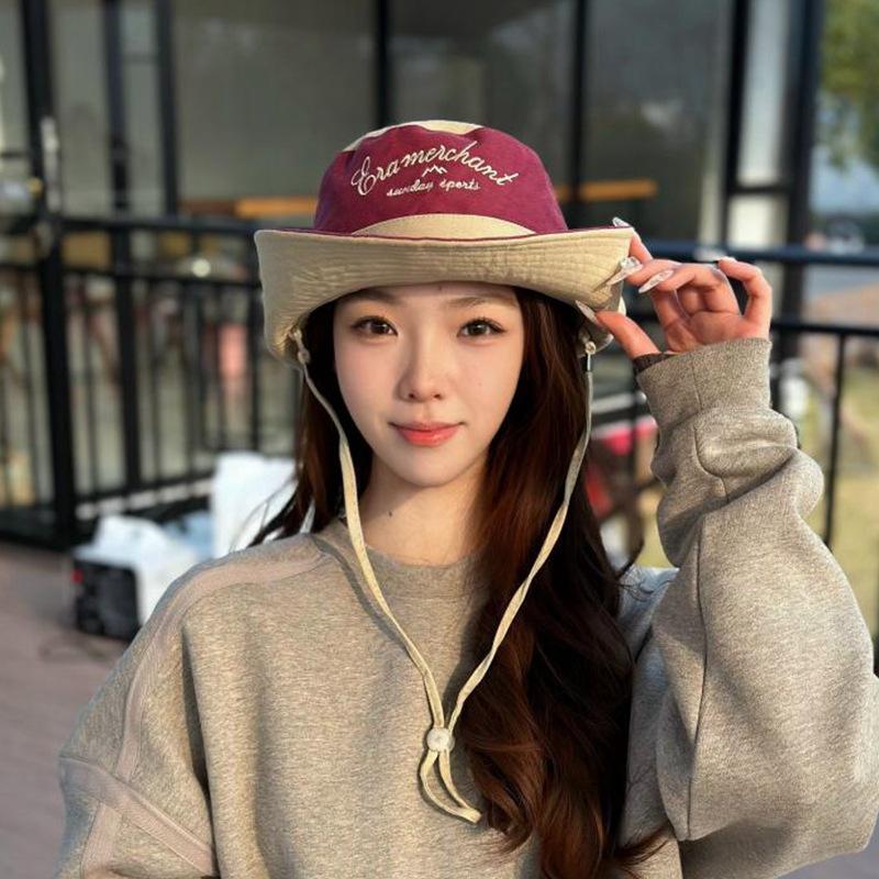 Letter Embroidered Fisherman Hat Men and Women Spring and Summer Sun Protection Outdoor Sun Protection Mountaineering Hat Western Cowboy Hat