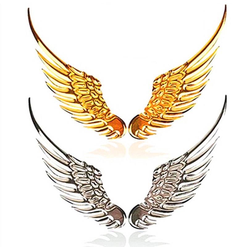 1Pair Car Auto Motorcycle Body Sticker 3D Eagle Angel Wings Fashion Gold Silver Aluminum Stickers Auto Exterior Decoration
