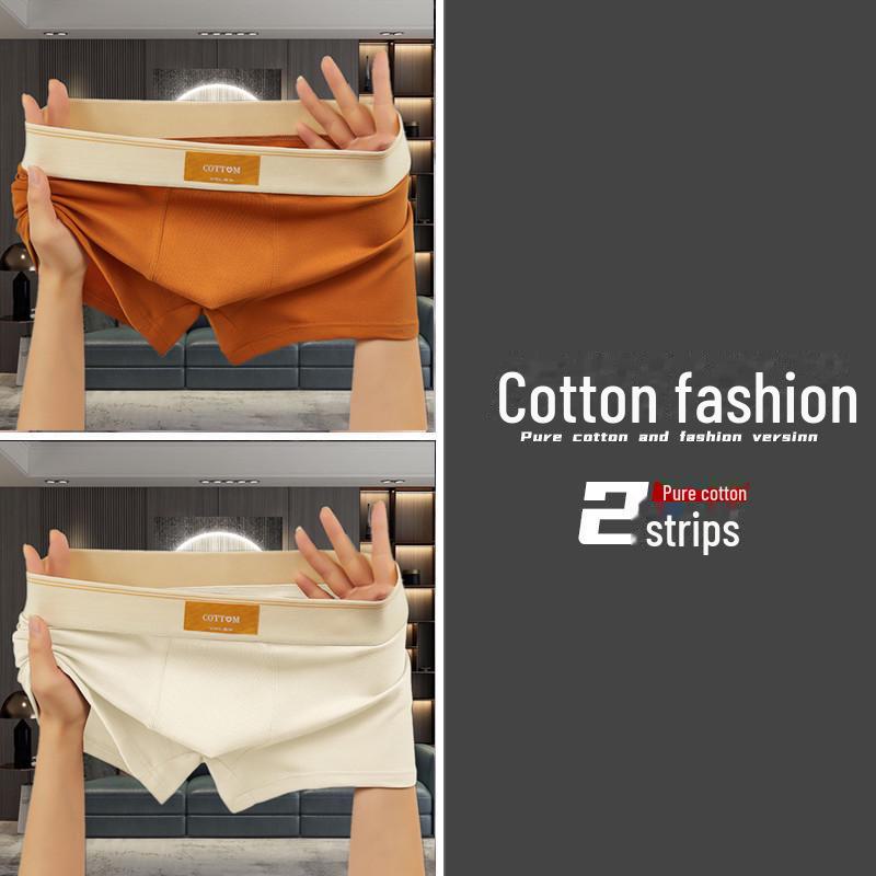 Men's Solid Color Cotton Boxer Briefs - Comfortable, Breathable, Mid-Waist Sports Shorts