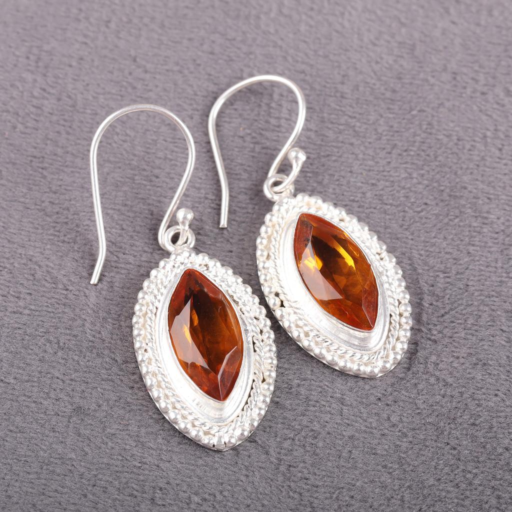 Citrine Earrings, 925 Solid Sterling Silver Gemstone Jewelry, Handmade Earrings, For Thanksgiving Gift