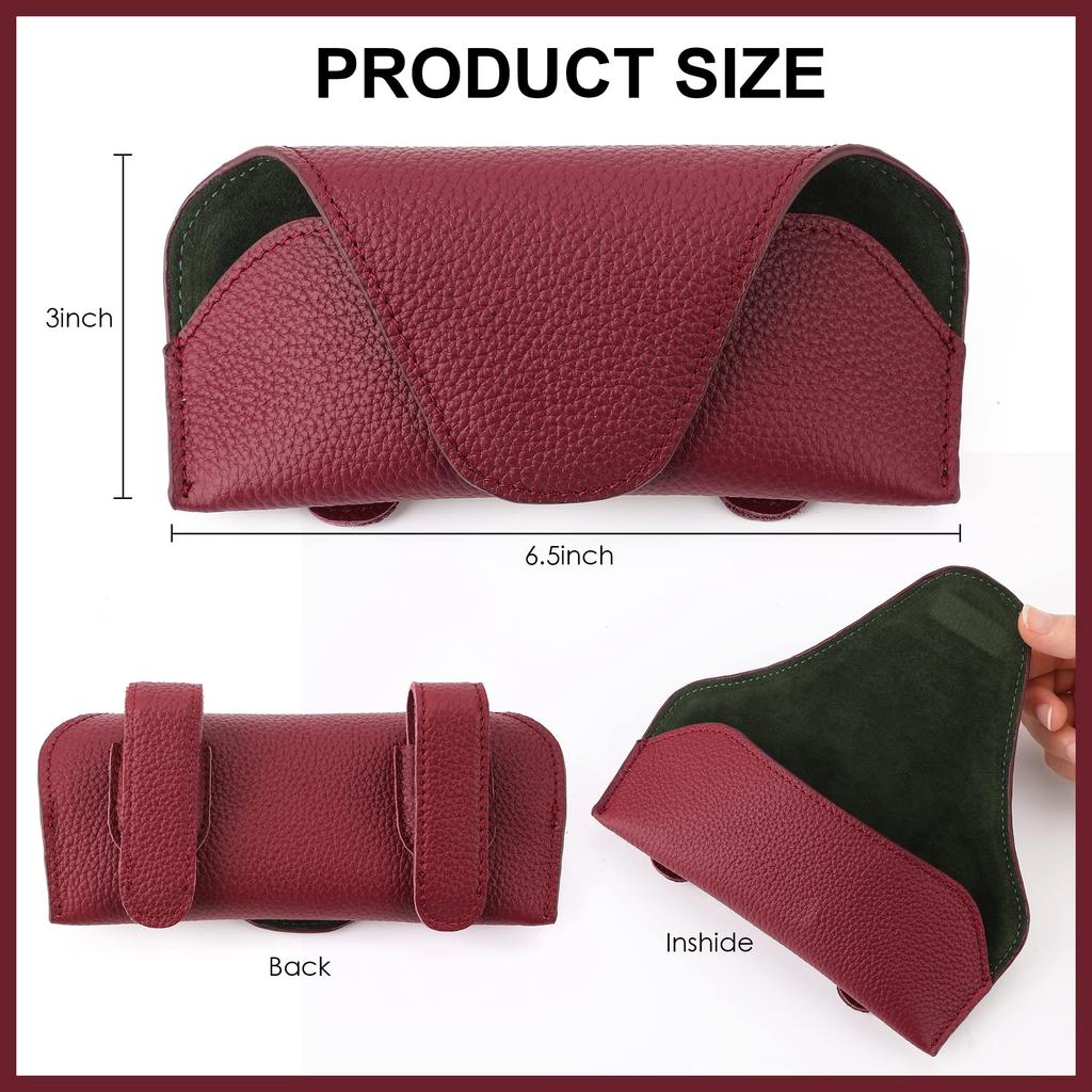 Car Visor Sunglasses Leather Car Glasses Holder Visor Accessory Glasses Holder Glasses Storage Box Holder, Clip, (Red)