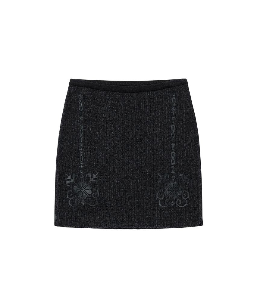 Wellbeing Express Embroidered Knit Mini Skirt Black