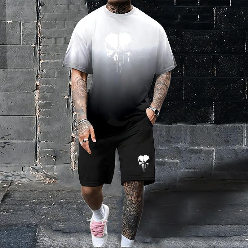 Gradient men s T-shirt New York 3D printed T-shirt fashionable casual street style pullover simple oversized men s T-shirt set XL