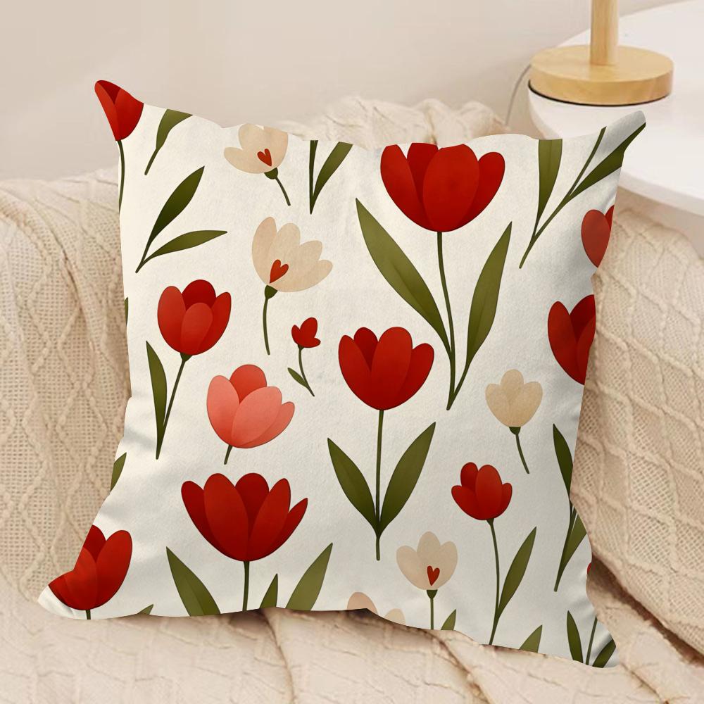 Romantic Flowers Cushion Cover Soft Plush Throw Pillow Cover  DoubleSided Printed Cushion Case  Cozy Sofa  Home Decor